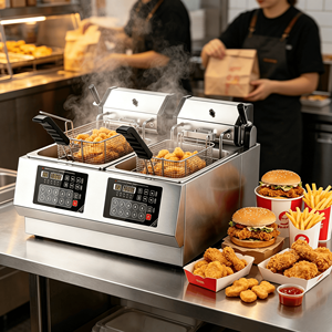 Machine commerciale <span class=keywords><strong>à</strong></span> double panier haute performance pour <span class=keywords><strong>la</strong></span> production <span class=keywords><strong>de</strong></span> poisson et <span class=keywords><strong>de</strong></span> frites - Product Image 1
