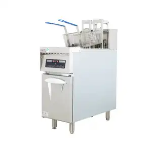Automatic lift digital computer electric deep chips chicken fryer with 1 tank 2 basket for commercial kitchen