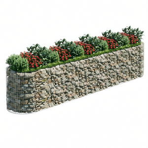 Jardinière surélevée en gabion 197 x 39,4 x 39,4 pouces en fer galvanisé argenté pour légumes - Product Image 1
