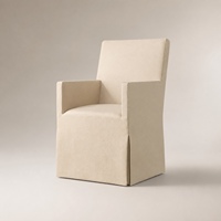 Ensemble de salle à manger extensible en chêne fumé de designer avec plateau en parquet massif et chaises en lin pour les propriétés et les intérieurs résidentiels