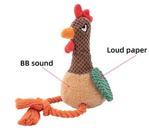 Simpatico peluche eco-friendly Push-pull morbido morso resistente a forma di gallo animale cigolante cane da masticare giocattoli - Product Image 2