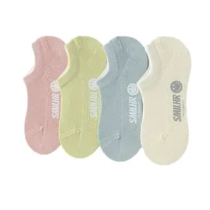 Xiangyi meias de malha de verão para mulheres, meias de algodão penteadas sem desossa e transparentes, justas e respiráveis, corte baixo, invisíveis, antiderrapante
