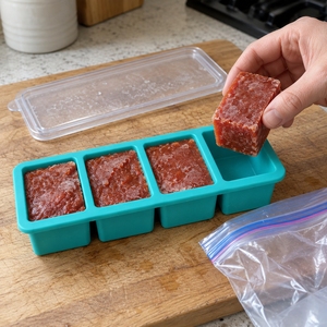 Plateau de congélation pour préparation de repas avec couvercle, en silicone vert aqua, 4 compartiments pour ragoût de haricots et riz brun, pour repas préparés à l'avance et préparation de déjeuners - Product Image 4