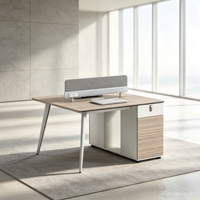 Poste de travail modulaire moderne pour employés de bureau, bureau d'ordinateur en bois avec armoire latérale