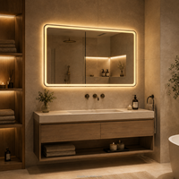 Kingstin Espejo LED de baño con marco metálico, 3 tonos, antivaho, para hoteles y hogar, tamaño personalizado, 8+ años OEM