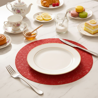 Set de table rond en PVC ajouré, artistique, durable, imperméable - Diamètre 38 cm, épaisseur 2 mm, style campagnard, pour la maison et les restaurants - Expédition immédiate