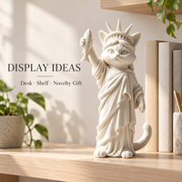 Statue de chat 3D imprimée en gros, figurine tenant un poisson, décoration de bureau originale, objet de collection, cadeau
