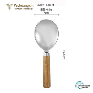 Stainless Steel Salad Spoon Fork Set with Wooden Handle Modern Tableware for Adults Camping Outdoor Use All Seasons Vietnam - Product Image 3