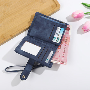 New Style Zipper Short Folding Wallet Large Capacity Student Coin <b>Purse</b> Retro Frosted Multi-card Holder Clutch - Product Image 4