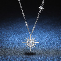 Fine Jewelry Collier pendentif étoile hexagramme Moissanite en zircon cubique en argent sterling 925
