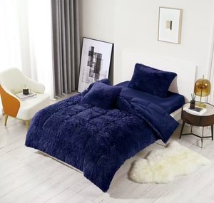 Mùa đông san hô nhung <span class=keywords><strong>bedding</strong></span> Set-dày ấm áp rắn màu Khăn trải giường, bảo vệ & ấm cúng Nữ Hoàng/Vua Kích thước - Product Image 3