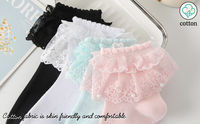 Chaussettes à lacets à volants pour femmes Chaussettes en dentelle perlée