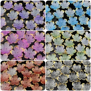 Perles en acrylique en forme de fleur de cerisier, bord doré, 24 mm, trou pour accessoires de bijoux DIY, pour épingles à cheveux, boucles d'oreilles, ornements - Product Image 5