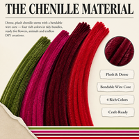 400 pièces de tiges en chenille de 4 couleurs assorties, fil pliable, nettoyeurs de tuyaux, bâtonnets d'artisanat faits main pour la création de fleurs et la décoration artistique