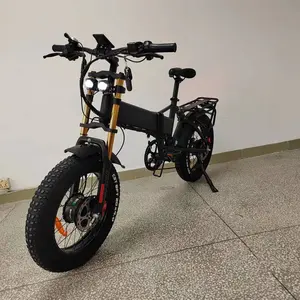 จักรยานพับมอเตอร์คู่ Bafang 750W/750W F/R แบตเตอรี่48V 21Ah เบรคไฮดรอลิกเต็มรูปแบบระบบกันสะเทือนจักรยานไฟฟ้าไขมันได้อย่างรวดเร็ว