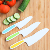 Enfants cuisine poignée ferme bords dentelés couteaux pour enfants 3 pièces ensemble cuisine couteau de cuisson ensemble