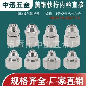 ข้อต่อเร็วทองเหลืองเกลียวในตรงรุ่น 1/2 3/4 นิ้ว สำหรับท่อลมนิวเมติก M14 M20 - Product Image 1