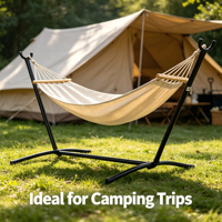 Support de hamac en toile anti-basculement pour l'extérieur avec support détachable, capacité de charge de 200 lb, pour le camping, la randonnée et l'utilisation en extérieur