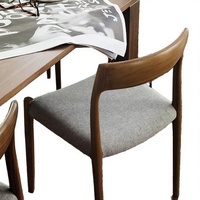 Fauteuil en bois élégant et minimaliste, style Mid-Century Modern, chaise de célibataire, structure en bois massif, assise commerciale pour restaurant 4 personnes
