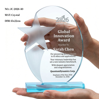 Trophée en cristal étoile filante personnalisé, plaque de reconnaissance d'entreprise en verre givré au design moderne