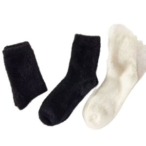 Women's Mid Calf Fleece <b>Socks</b> Thick White Warm Sweat Absorbent Fluffy Autumn <b>Winter</b> <b>Socks</b> - Product Image 3