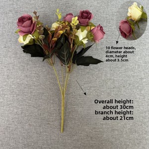 Large Simulation 10 <b>Heads</b> Rich Rose Living Room Hotel Wedding Small Bundle Flowers FGM-MX <b>Styling</b> Manufacturer Wholesale - Product Image 1