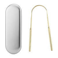 Raspador de lengua de rosa de acero inoxidable y cobre, producto de higiene bucal multiusos para eliminar el mal aliento y el cuidado bucal