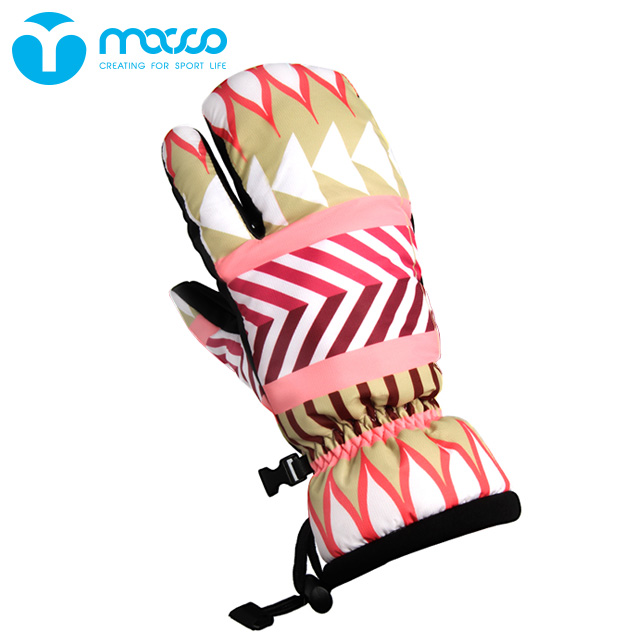macco Professional thickened warm motorcycle ski gloves winter touchable velvet cotton three-finger pink adult children