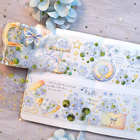 Ruban adhésif PET personnalisé, journal décoratif, autocollant transparent en feuille holographique 3D pour l'artisanat, le scrapbooking, le bricolage