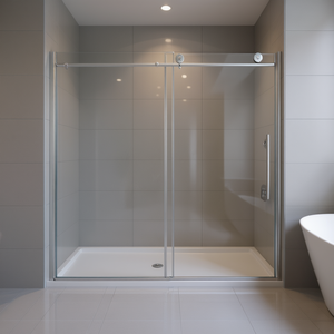 Puerta Corredera de Ducha sin Marco, Vidrio de 8 mm, Acero Inoxidable 304, Cierre Suave Ajustable, Diseño Rectangular - Product Image 2