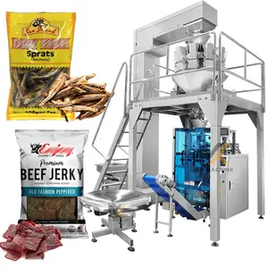 Dried meat snacks automatic weighting vertical form fill dried fish beef jerky packaging machine