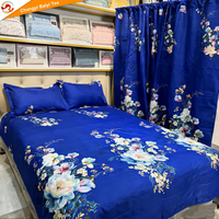 Vente en gros de draps de chambre à coucher imprimés numériquement 3D draps de lit housse de couette couvre-lits ensemble de draps avec rideaux ensemble de literie