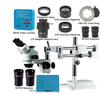 3.5X 90X 180X Simul-Focal Double Boom Stand Trinocular Stereo Zoom Microscope 48MP 4K USB Camera 144 LED Light Microscopie