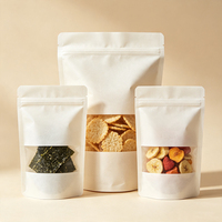 Sachets Doypack en papier Kraft blanc avec fenêtre et fermeture éclair refermable pour aliments et emballage de fruits secs, impression personnalisée disponible, 100 pièces