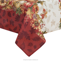 Nappe en tissu rectangulaire ou ronde bordée d'automnes de Thanksgiving, couverture de table multicolore de récolte d'automne de citrouille de ferme généreuse