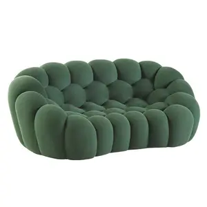 Elegante sofá verde de burbujas Sofá de tela Conjunto Muebles Sofá de la sala de estar