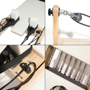 Máquina <span class=keywords><strong>de</strong></span> <span class=keywords><strong>Pilates</strong></span> Reformer con Estructura <span class=keywords><strong>de</strong></span> Madera <span class=keywords><strong>de</strong></span> Roble, Longitud Completa <span class=keywords><strong>de</strong></span> 8 pies, Barra <span class=keywords><strong>de</strong></span> Resistencia Ajustable con Resorte, Equipo <span class=keywords><strong>de</strong></span> Gimnasio Directo <span class=keywords><strong>de</strong></span> Fábrica - Product Image 2