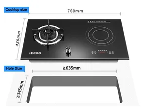 2つのバーナー内蔵およびカウンタートップ電気電磁調理器とガスストーブ - Product Image 4