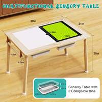 Tables d'activités pour enfants idéales pour l'intérieur et l'extérieur avec couvercle porte-rouleau de papier 2 compartiments de rangement Table sensorielle en bois