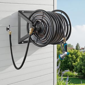 Enrouleur de tuyau d'arrosage <span class=keywords><strong>mural</strong></span> pour tuyau d'eau <span class=keywords><strong>manuel</strong></span> de 200 pieds et 5/8 pouce - Product Image 1