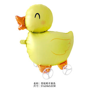 הגעה חדשה של ילדים מצוירת בלוני נייר ג 'ירפה דינוזאור כלב חתול ברווז הליכה בלוני חיות מחמד עם גלגל ליום הולדת - Product Image 6