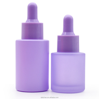 Flacon compte-gouttes plat en verre violet foncé de luxe 20ml 30ml Emballage cosmétique Soins de la peau Huile essentielle pour barbe et cheveux Sérum Gouttes pour les yeux