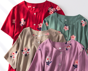 Cárdigan <span class=keywords><strong>de</strong></span> <span class=keywords><strong>verano</strong></span> <span class=keywords><strong>de</strong></span> manga corta para mamá, tops para mujer, traje suelto <span class=keywords><strong>de</strong></span> mediana edad y ancianos, camisa, ropa suave para <span class=keywords><strong>abuela</strong></span>, conjunto <span class=keywords><strong>de</strong></span> dos piezas - Product Image 6