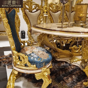 Обеденный гарнитур Royalr в европейском стиле из массива дерева с резьбой, для больших апартаментов и вилл, роскошный комплект для столовой в стиле французского дворца - Product Image 4