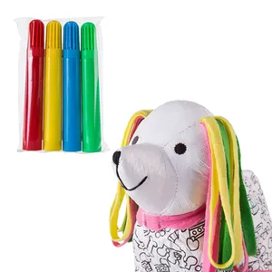 ของเล่นสุนัขยัดไส้สัตว์มีปากการะบายสีเพื่อการศึกษาตุ๊กตาซักได้ของเล่น2023สำหรับวาดภาพเด็ก