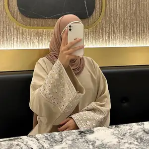 2024 New Linen Thêu đóng abaya bán buôn Hot Bán hồi giáo khiêm tốn quần áo Dubai abaya thêu abaya