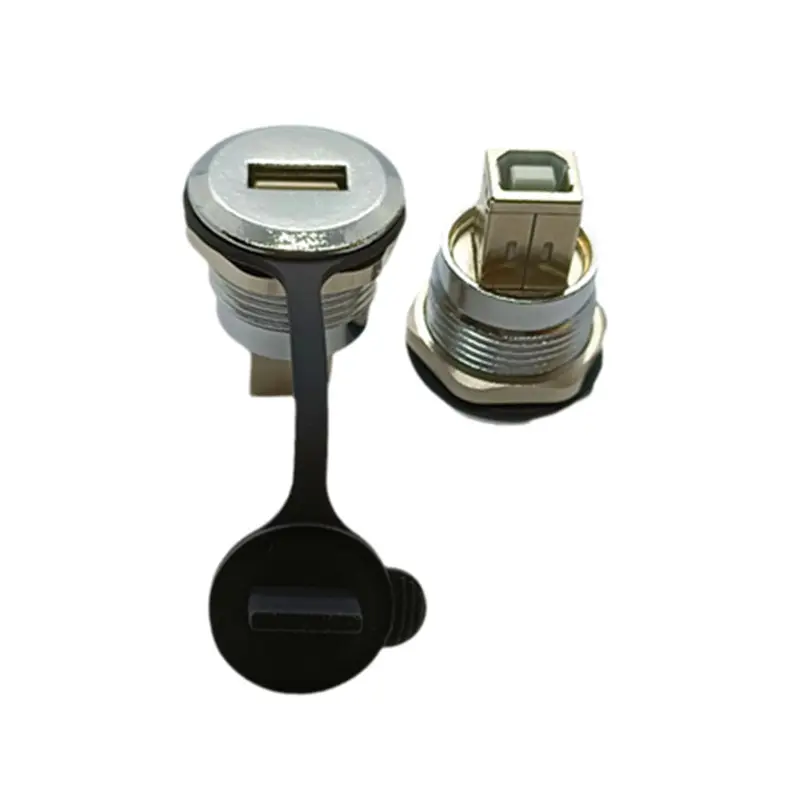 Разъем для порта принтера типа B и типа A, крепление на панели, черный металлический корпус, водонепроницаемый, гнездо IP65, USB 3,0