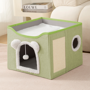 سرير حيوانات أليفة عصري قابل للتخصيص متعدد الألوان قابل للطي مرتين صديق للبيئة بلون واحد - Product Image 4