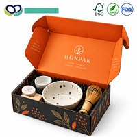 Boîte d'abonnement au thé HONPAK, emballage cadeau en carton ondulé personnalisé pour les ensembles de matcha, la céramique, les paniers de bien-être et les cadeaux saisonniers