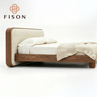 Lit double rembourré en bois massif, style moderne minimaliste, pour chambre à coucher, petit appartement, hôtel, maison d'hôtes, 1,5/1,8 m, personnalisable